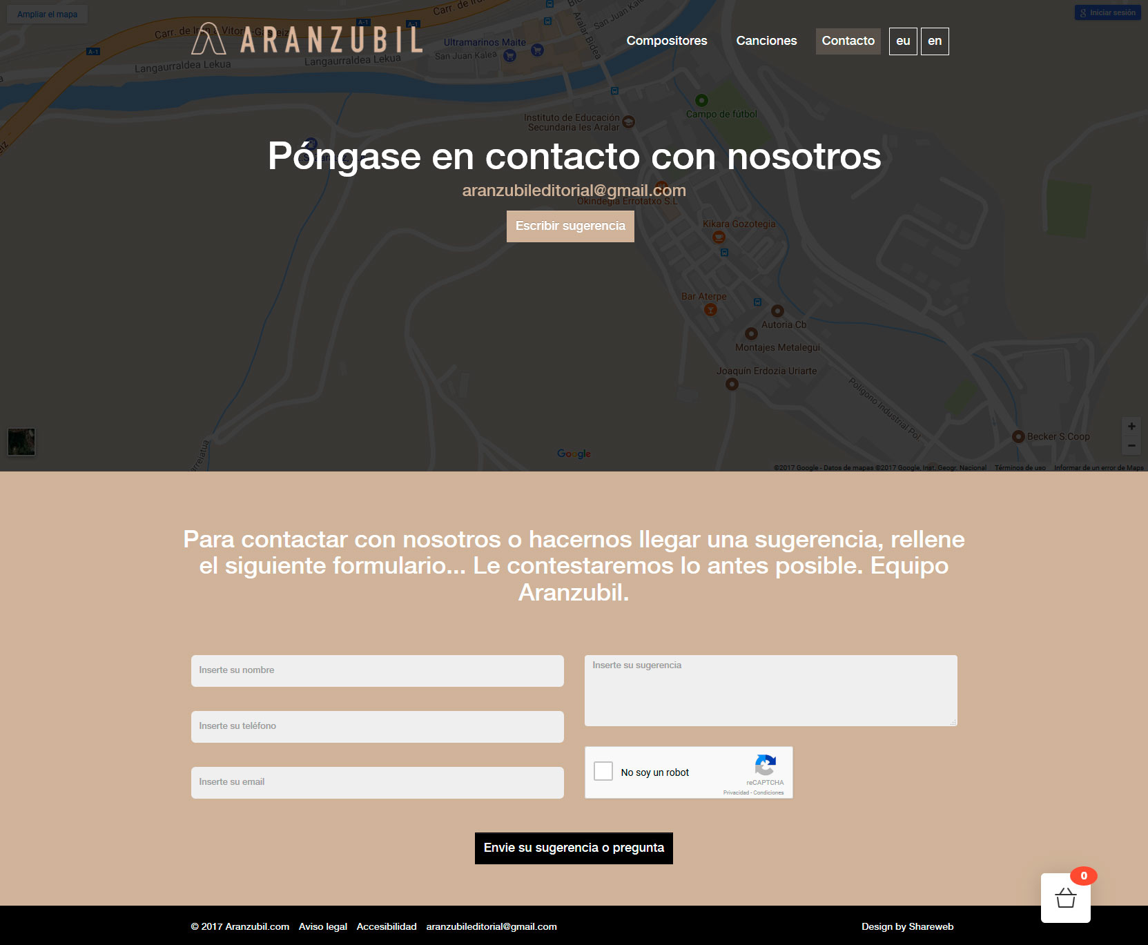 Imágenes de la web realizada a la Editorial Aranzubil